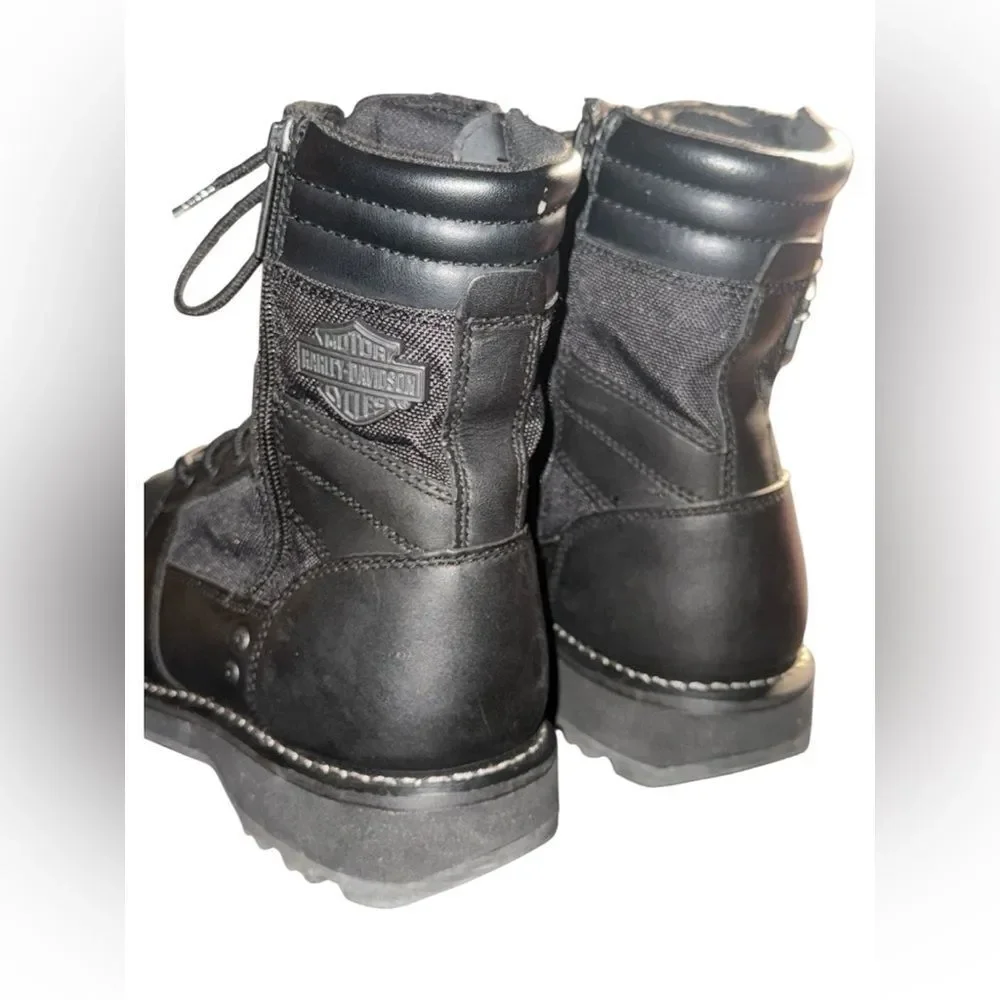 NWOT Harley-Davidson Men's Boxbury Military Zippers Black Men's Lace-Boots 10.5